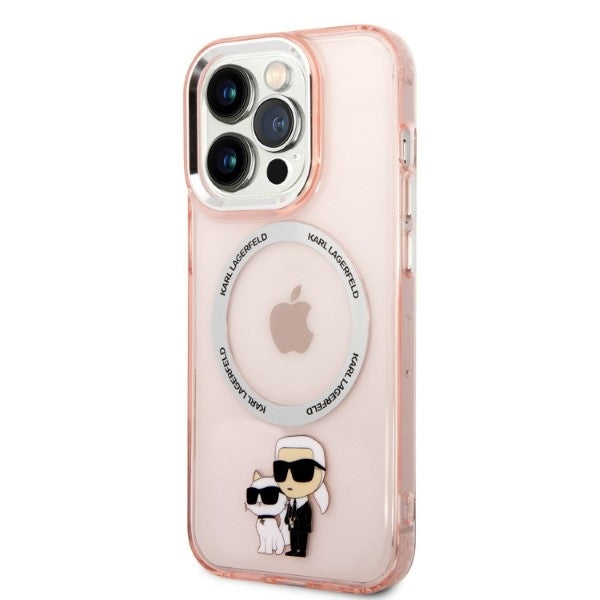 MagSafe-deksel for Apple iPhone 14 Pro, Karl Lagerfeld, Ikonik Karl & Choupette, Rosa