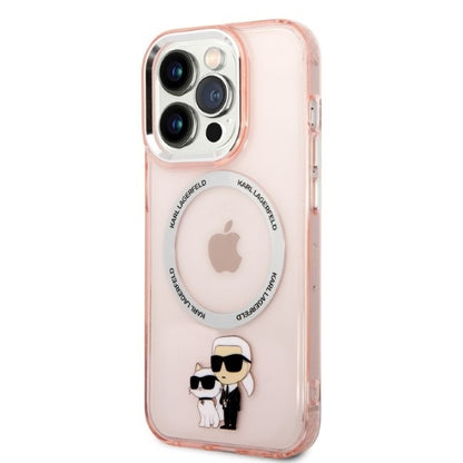 MagSafe-deksel for Apple iPhone 14 Pro, Karl Lagerfeld, Ikonik Karl & Choupette, Rosa