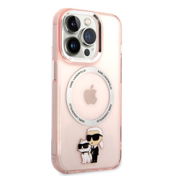 MagSafe-deksel for Apple iPhone 14 Pro, Karl Lagerfeld, Ikonik Karl & Choupette, Rosa