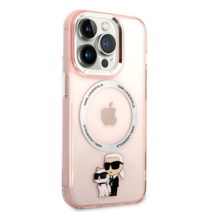MagSafe-deksel for Apple iPhone 14 Pro, Karl Lagerfeld, Ikonik Karl & Choupette, Rosa