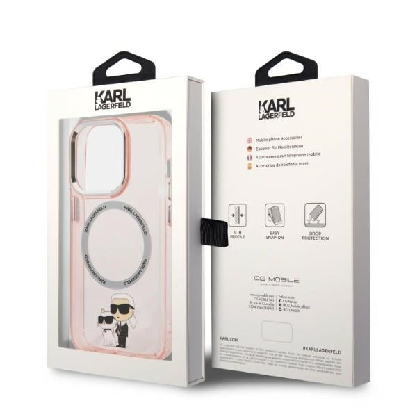 MagSafe-deksel for Apple iPhone 14 Pro, Karl Lagerfeld, Ikonik Karl & Choupette, Rosa
