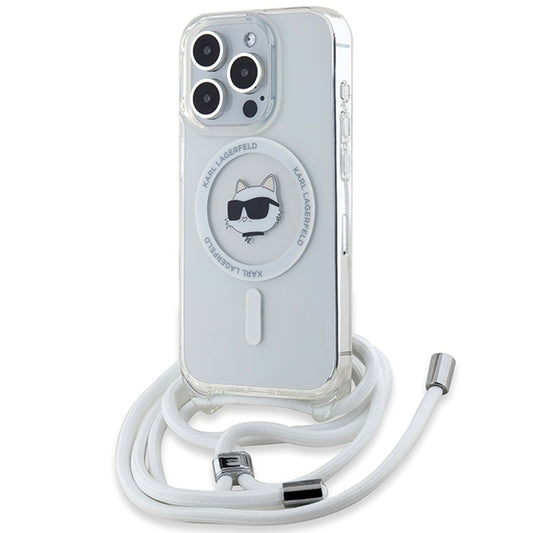 MagSafe deksel for Apple iPhone 14 Pro, Karl Lagerfeld, IML Crossbody Choupette's Head with Strap, Gjennomsiktig