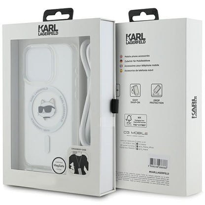 MagSafe deksel for Apple iPhone 14 Pro, Karl Lagerfeld, IML Crossbody Choupette's Head with Strap, Gjennomsiktig