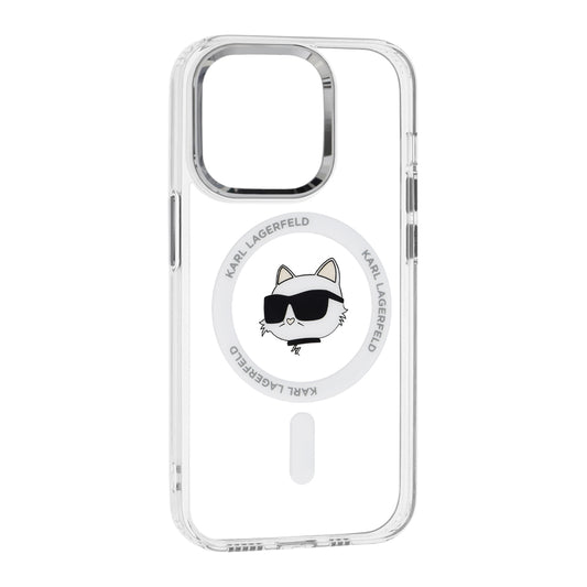 MagSafe-deksel for Apple iPhone 14 Pro, Karl Lagerfeld, IML Metal Choupette's Head, Hvit