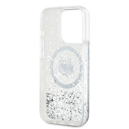 MagSafe-deksel for Apple iPhone 14 Pro, Karl Lagerfeld, Liquid Glitter Choupette's Head, Gjennomsiktig
