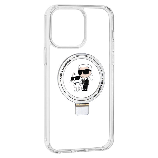 MagSafe-deksel for Apple iPhone 14 Pro, Karl Lagerfeld, Ring Stand Karl & Choupette, Hvit