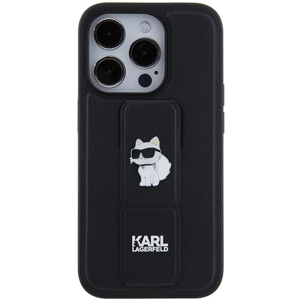 MagSafe-deksel for Apple iPhone 14 Pro, Karl Lagerfeld, Saffiano Gripstand Choupette, Svart