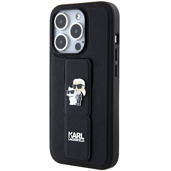 MagSafe-deksel for Apple iPhone 14 Pro, Karl Lagerfeld, Saffiano Gripstand Karl & Choupette, Svart