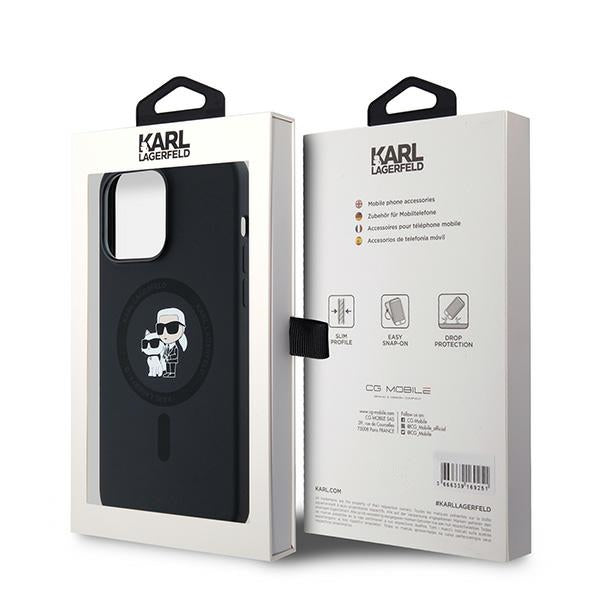 MagSafe-deksel for Apple iPhone 14 Pro, Karl Lagerfeld, Silicone Karl & Choupette, Svart