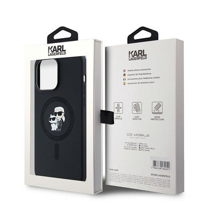 MagSafe-deksel for Apple iPhone 14 Pro, Karl Lagerfeld, Silicone Karl & Choupette, Svart