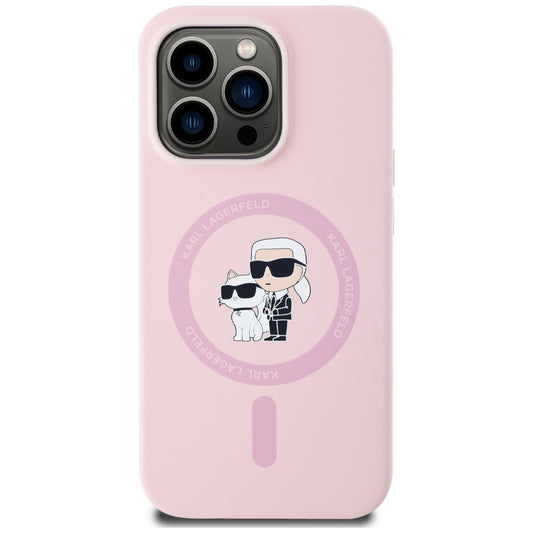 MagSafe-deksel for Apple iPhone 14 Pro, Karl Lagerfeld, Silicone Karl & Choupette, Rosa