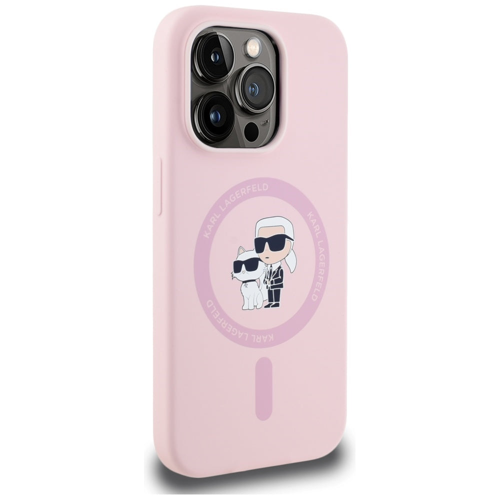 MagSafe-deksel for Apple iPhone 14 Pro, Karl Lagerfeld, Silicone Karl & Choupette, Rosa