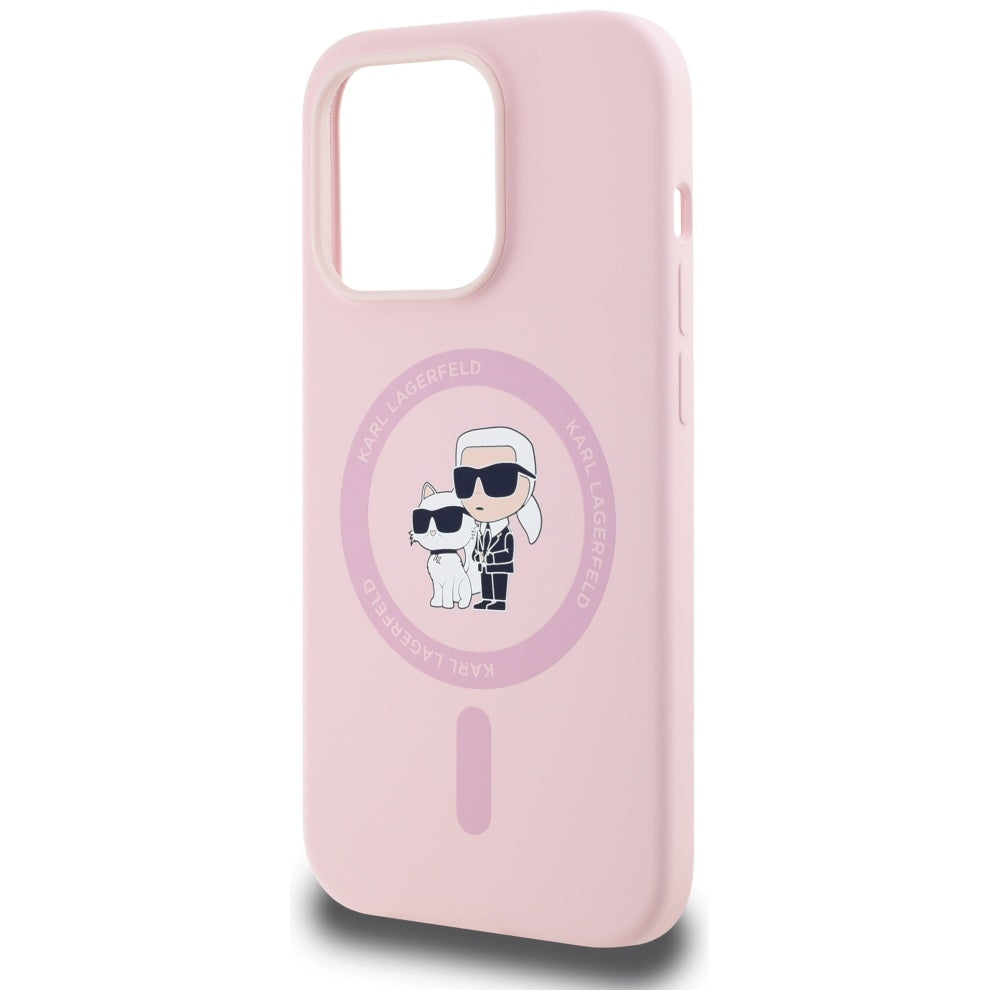 MagSafe-deksel for Apple iPhone 14 Pro, Karl Lagerfeld, Silicone Karl & Choupette, Rosa