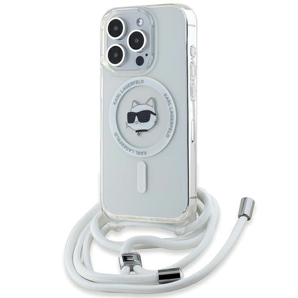 MagSafe deksel for Apple iPhone 14 Pro Max, Karl Lagerfeld, IML Crossbody Choupette's Head with Strap, Gjennomsiktig