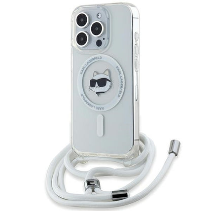 MagSafe deksel for Apple iPhone 14 Pro Max, Karl Lagerfeld, IML Crossbody Choupette's Head with Strap, Gjennomsiktig