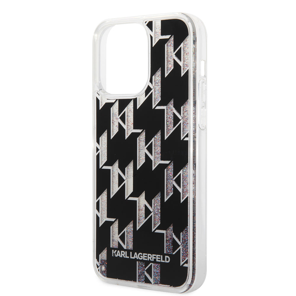MagSafe-deksel for Apple iPhone 14 Pro Max, Karl Lagerfeld, Monogram Liquid Glitter, Svart