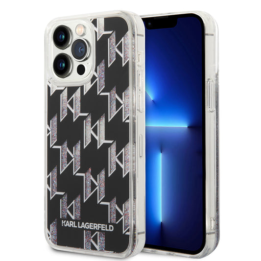 MagSafe-deksel for Apple iPhone 14 Pro Max, Karl Lagerfeld, Monogram Liquid Glitter, Svart