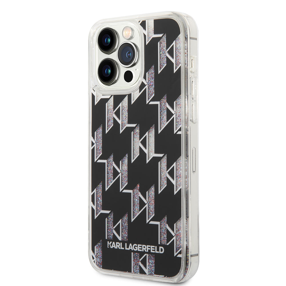 MagSafe-deksel for Apple iPhone 14 Pro Max, Karl Lagerfeld, Monogram Liquid Glitter, Svart