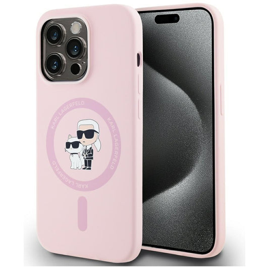 MagSafe-deksel for Apple iPhone 14 Pro Max, Karl Lagerfeld, Silikon Karl & Choupette, Rosa