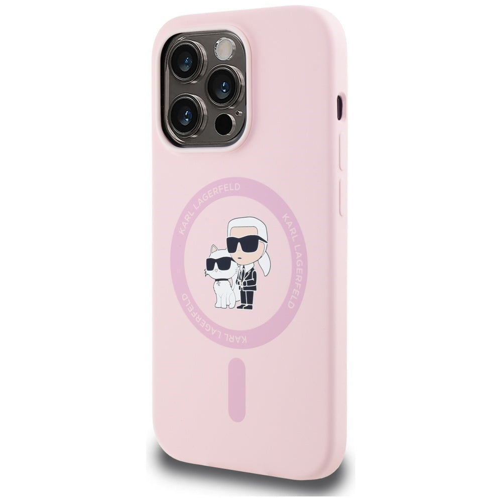 MagSafe-deksel for Apple iPhone 14 Pro Max, Karl Lagerfeld, Silikon Karl & Choupette, Rosa