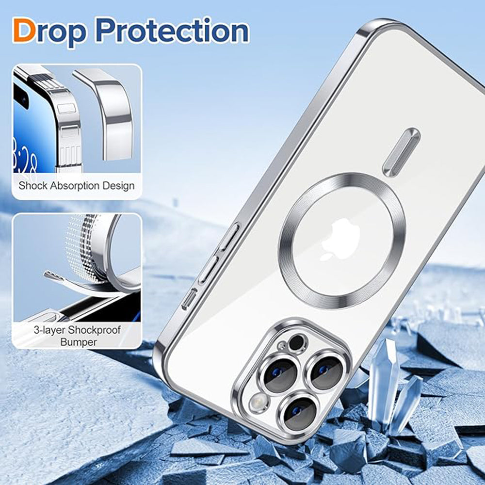 MagSafe-deksel for Apple iPhone 14 Pro Max, Techsuit, Luxury Crystal, Sølv