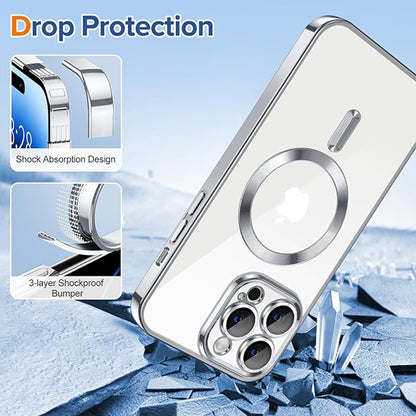 MagSafe-deksel for Apple iPhone 14 Pro Max, Techsuit, Luxury Crystal, Sølv