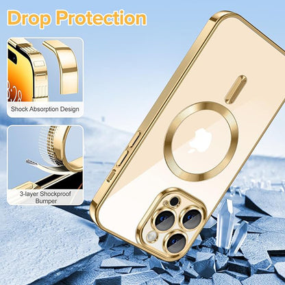 MagSafe-deksel for Apple iPhone 14 Pro Max, Techsuit, Luxury Crystal, Gullfarget