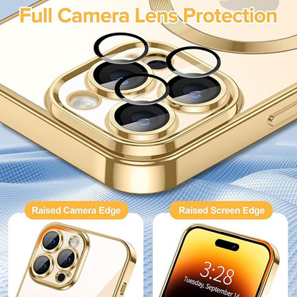 MagSafe-deksel for Apple iPhone 14 Pro Max, Techsuit, Luxury Crystal, Gullfarget