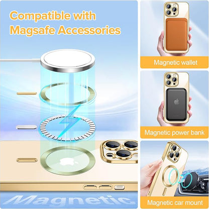 MagSafe-deksel for Apple iPhone 14 Pro Max, Techsuit, Luxury Crystal, Gullfarget