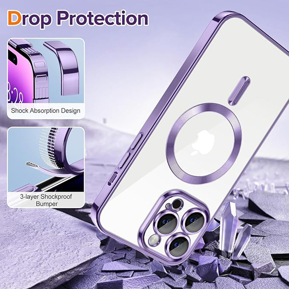 MagSafe-deksel for Apple iPhone 14 Pro Max, Techsuit, Luxury Crystal, Lys lilla