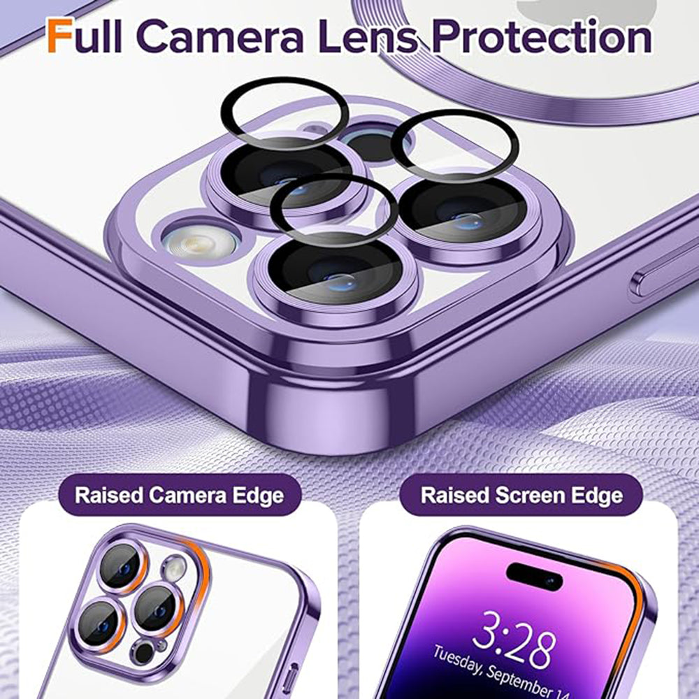 MagSafe-deksel for Apple iPhone 14 Pro Max, Techsuit, Luxury Crystal, Lys lilla