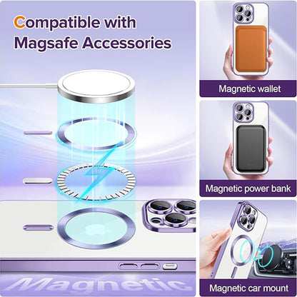 MagSafe-deksel for Apple iPhone 14 Pro Max, Techsuit, Luxury Crystal, Lys lilla