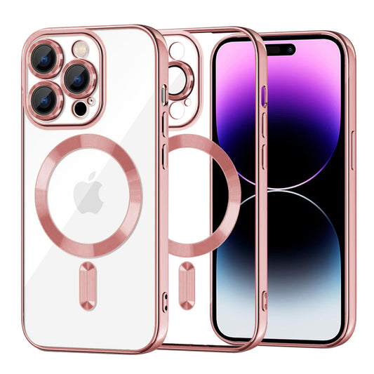 MagSafe-deksel for Apple iPhone 14 Pro Max, Techsuit, Luxury Crystal, Rosa