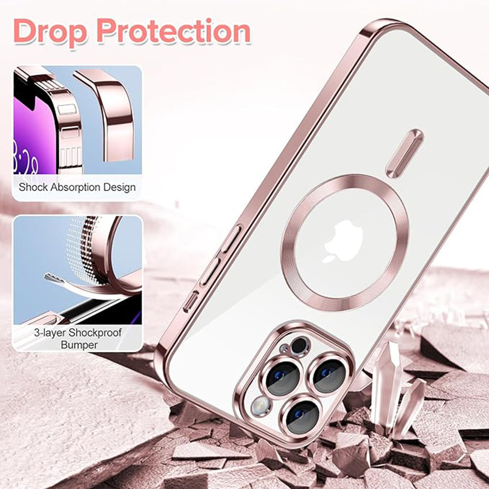 MagSafe-deksel for Apple iPhone 14 Pro Max, Techsuit, Luxury Crystal, Rosa