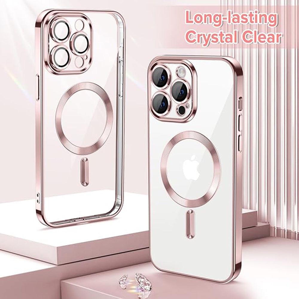 MagSafe-deksel for Apple iPhone 14 Pro Max, Techsuit, Luxury Crystal, Rosa