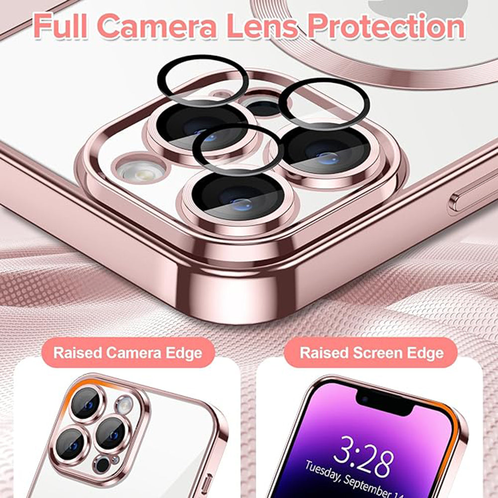 MagSafe-deksel for Apple iPhone 14 Pro Max, Techsuit, Luxury Crystal, Rosa