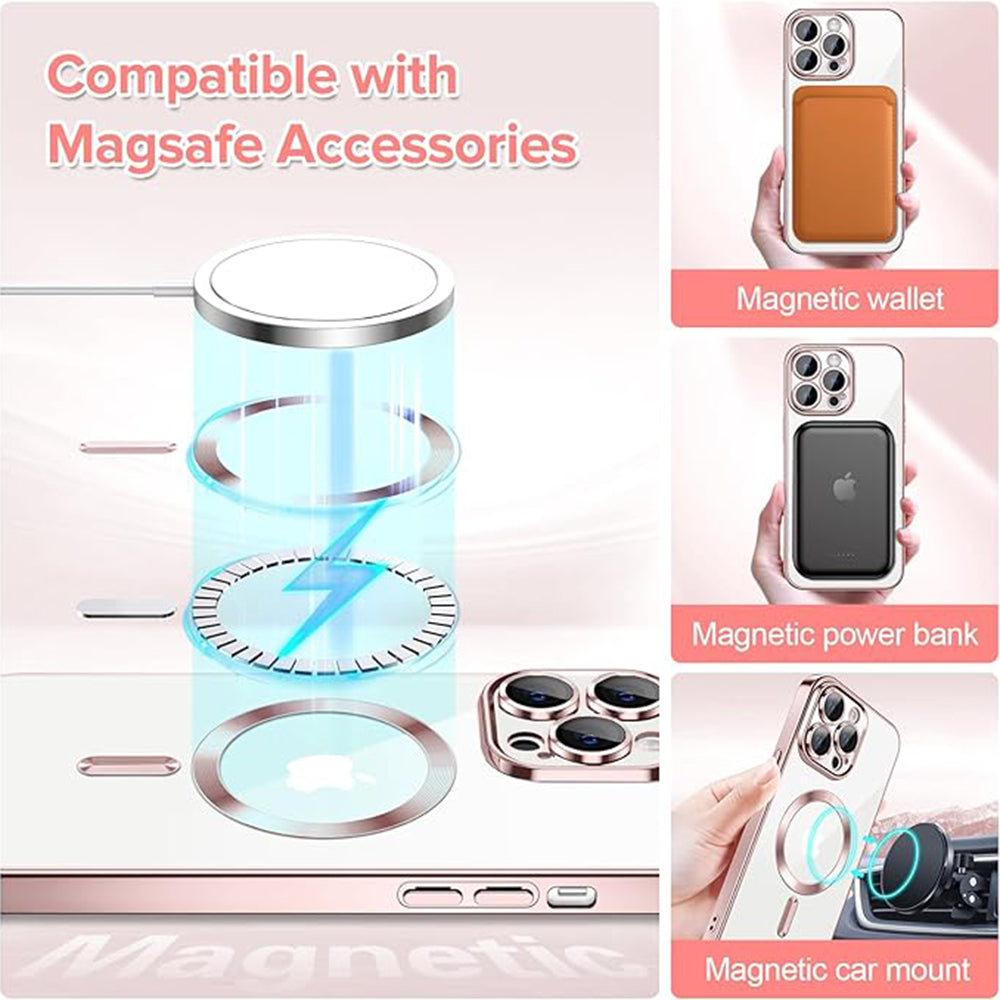 MagSafe-deksel for Apple iPhone 14 Pro Max, Techsuit, Luxury Crystal, Rosa