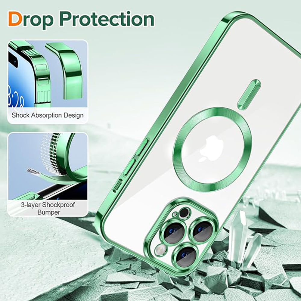 MagSafe-deksel for Apple iPhone 14 Pro Max, Techsuit, Luxury Crystal, Lys grønn