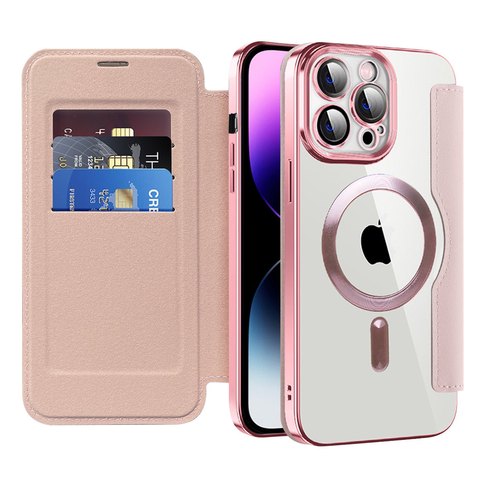 MagSafe-deksel for Apple iPhone 14 Pro Max, Techsuit, SmartMag Book, Rosa