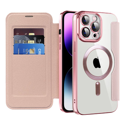 MagSafe-deksel for Apple iPhone 14 Pro Max, Techsuit, SmartMag Book, Rosa