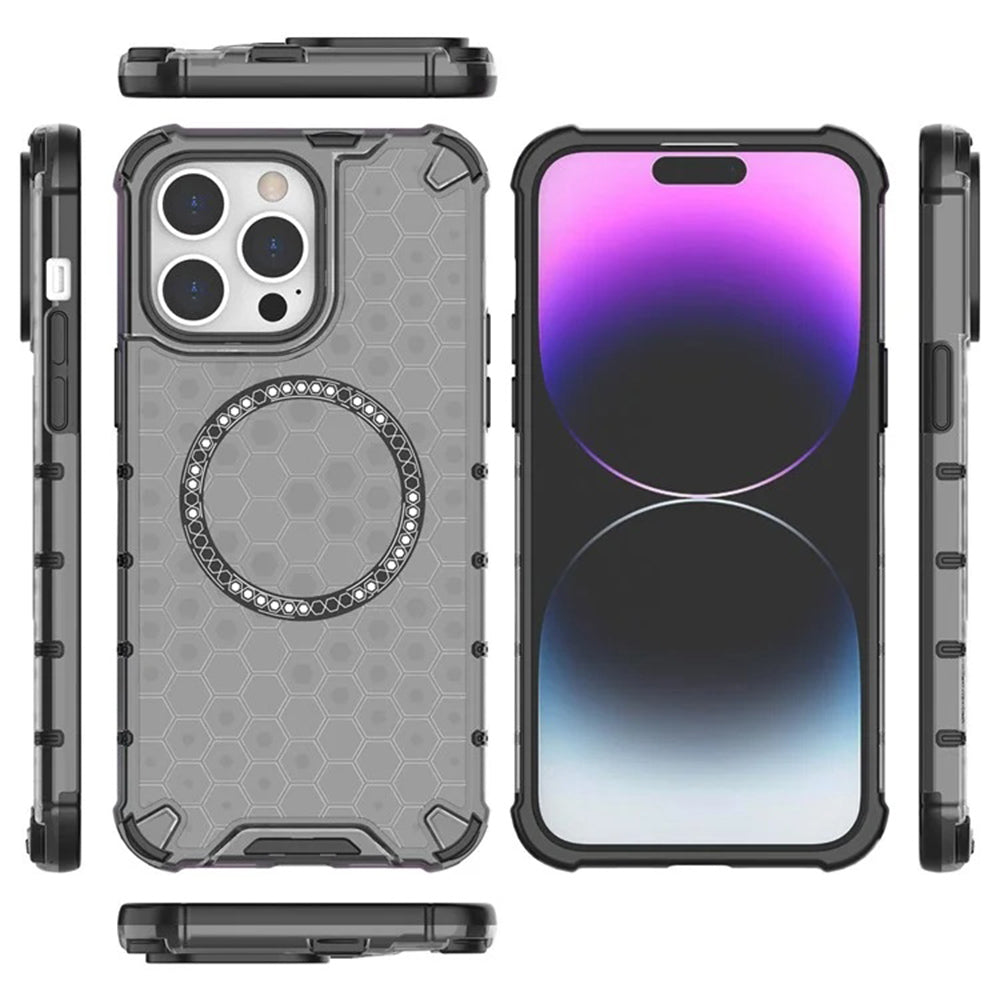 MagSafe-deksel for Apple iPhone 14 Pro, Techsuit, HoneyComb Shield, hvit
