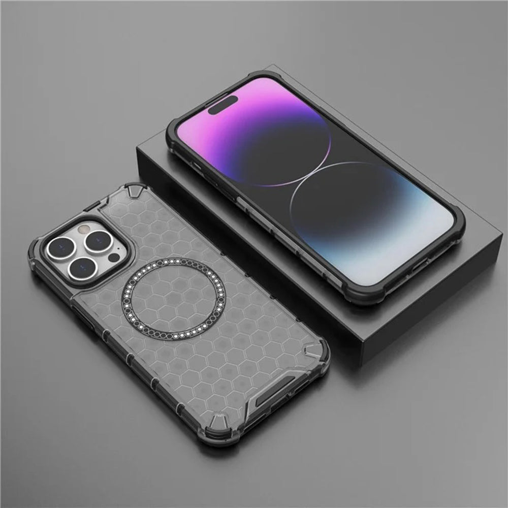 MagSafe-deksel for Apple iPhone 14 Pro, Techsuit, HoneyComb Shield, hvit