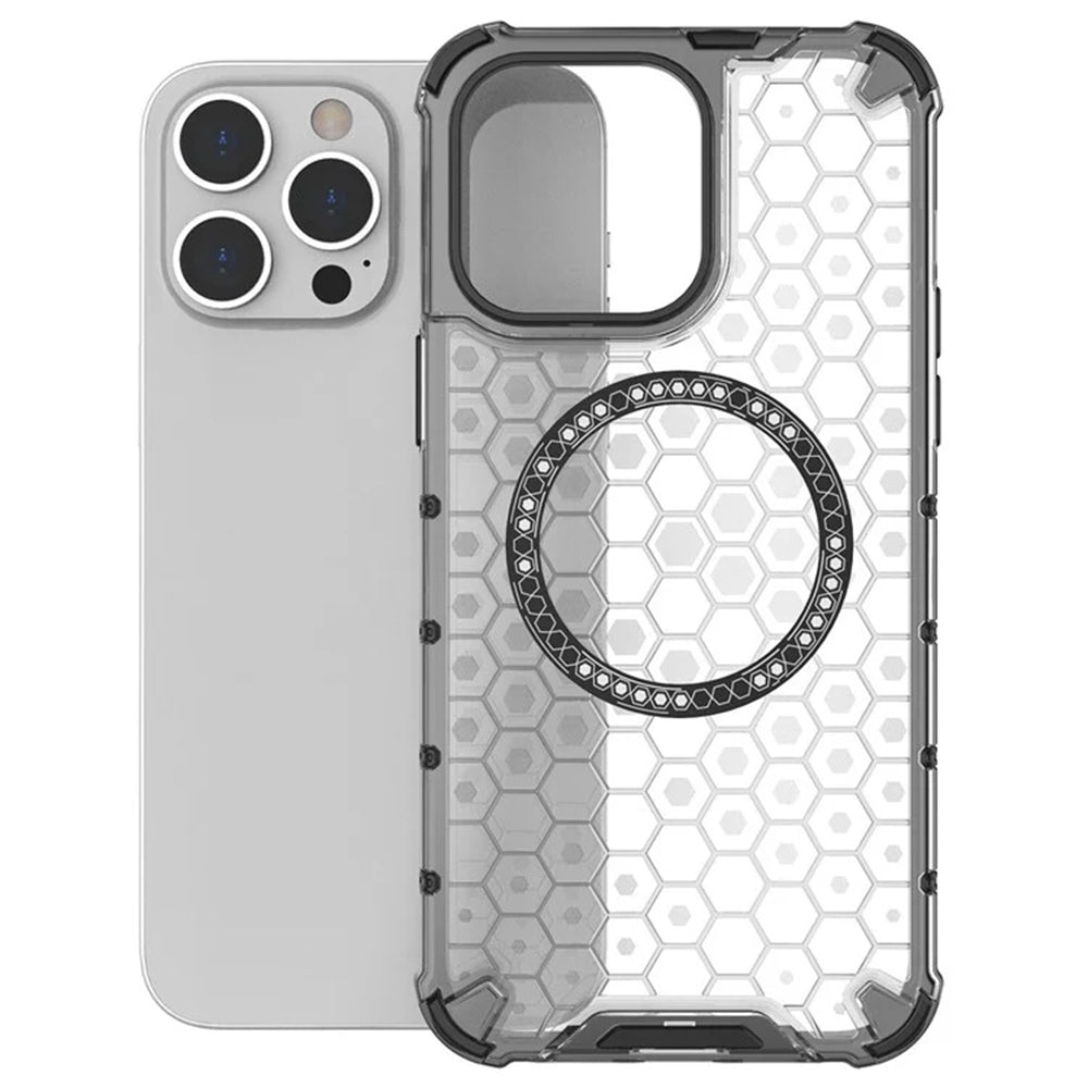 MagSafe-deksel for Apple iPhone 14 Pro, Techsuit, HoneyComb Shield, svart