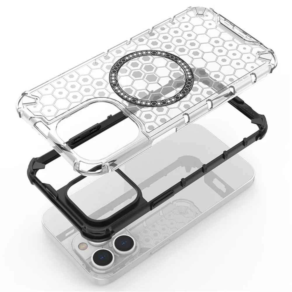 MagSafe-deksel for Apple iPhone 14 Pro, Techsuit, HoneyComb Shield, svart
