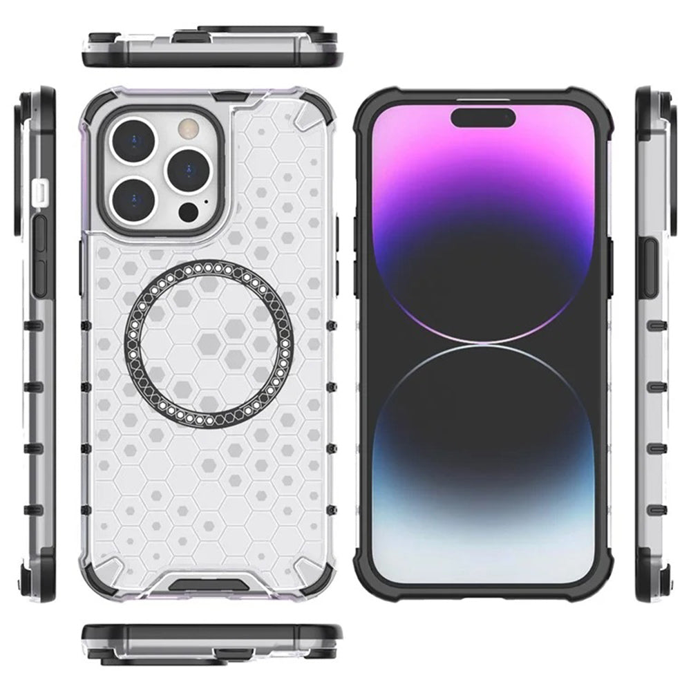 MagSafe-deksel for Apple iPhone 14 Pro, Techsuit, HoneyComb Shield, svart