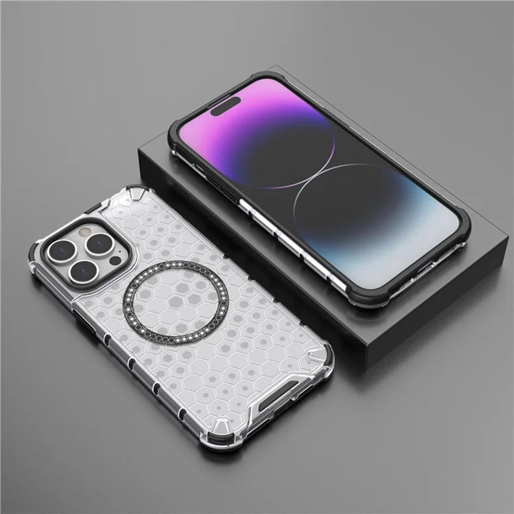 MagSafe-deksel for Apple iPhone 14 Pro, Techsuit, HoneyComb Shield, svart