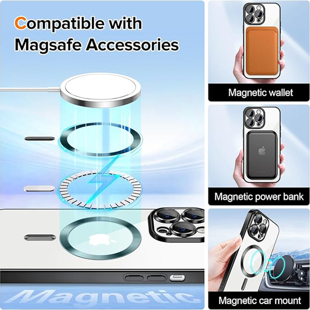 MagSafe-deksel for Apple iPhone 14 Pro, Techsuit, Luxury Crystal, Svart