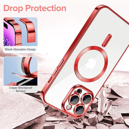 MagSafe-deksel for Apple iPhone 14 Pro, Techsuit, Luxury Crystal, Rød