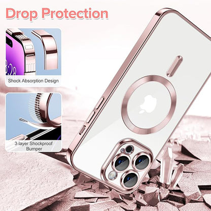 MagSafe-deksel for Apple iPhone 14 Pro, Techsuit, Luxury Crystal, Rosa