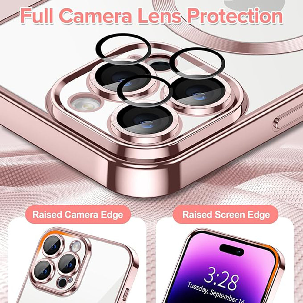 MagSafe-deksel for Apple iPhone 14 Pro, Techsuit, Luxury Crystal, Rosa